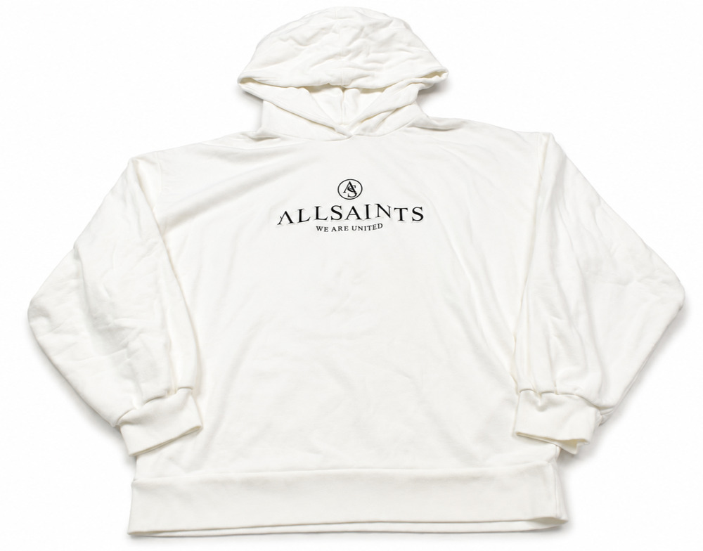 AllSaints Unite Jen Hoody Sweater Womens Medium White Long Sleeve Pullover